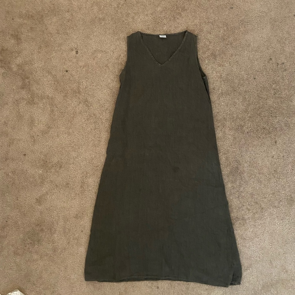 🍃CP Shades 100% Linen Dress in dark green/brown